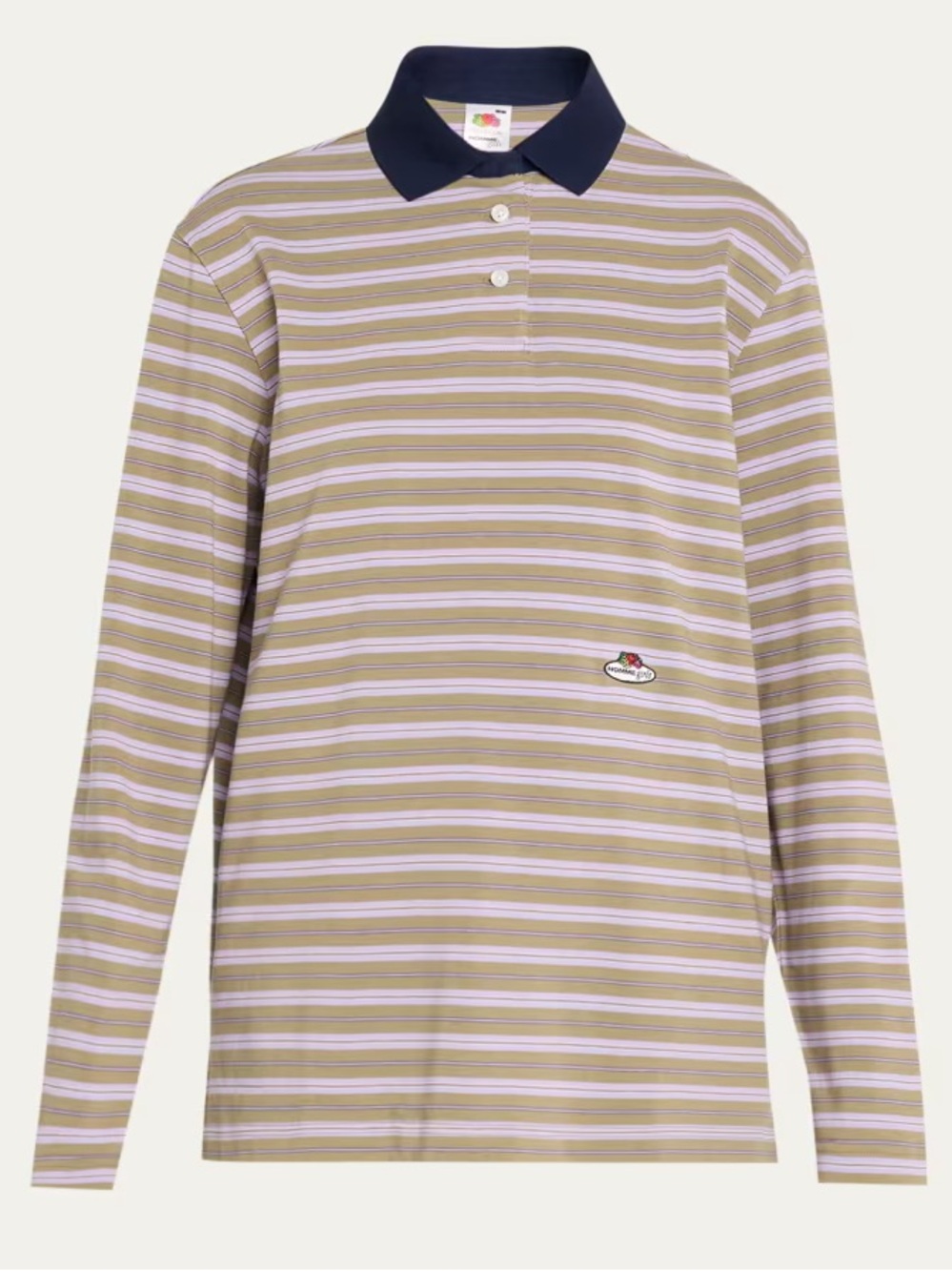 HOMMEGIRLS x Fruit Of The Loom Striped Long-Sleeve Polo Shirt